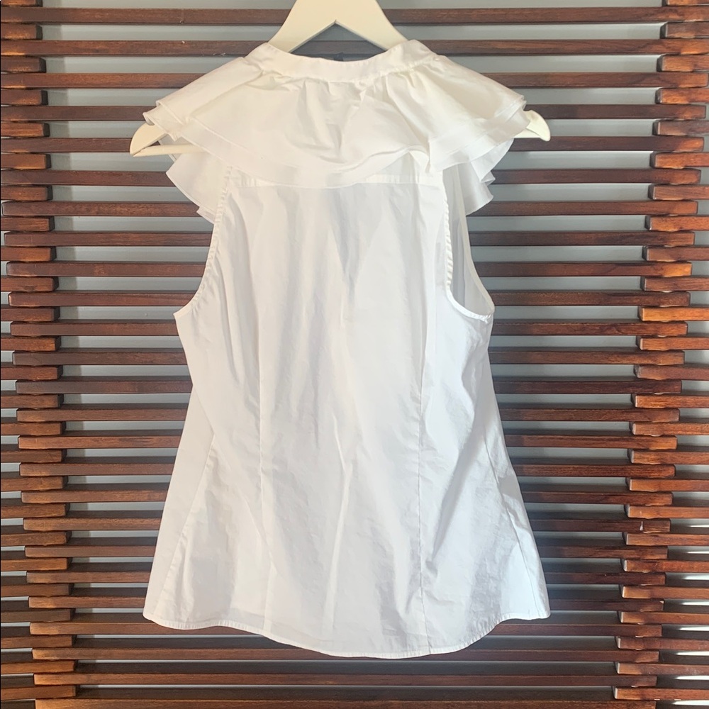 BCBGMaxAzria White Ruffled Button-Down Blouse - Picture 4 of 6